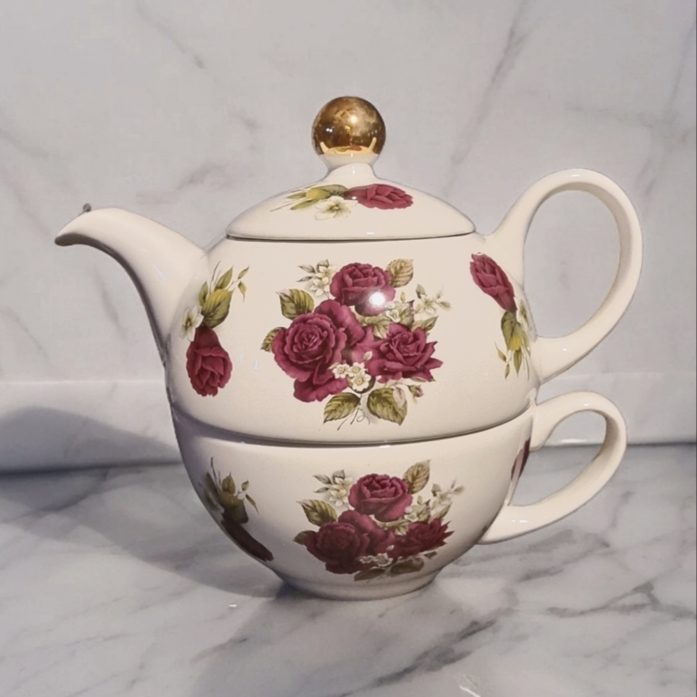 Arthur Wood & Son Staffordshire England Stacking Tea Cup & Pot Set #6460